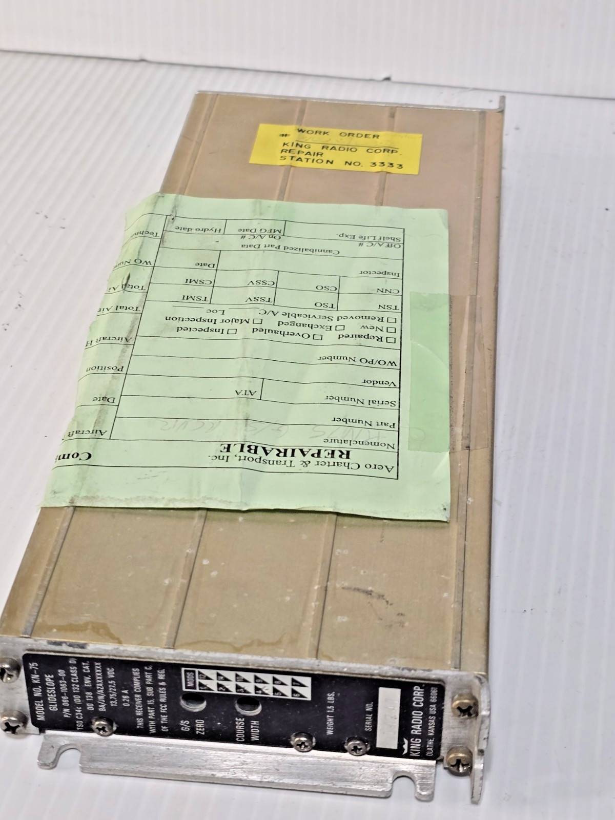 Bendix King Kn-75 Glideslope ReceiverP/N 066-1063-00 KN-75 -As Removed, Untested