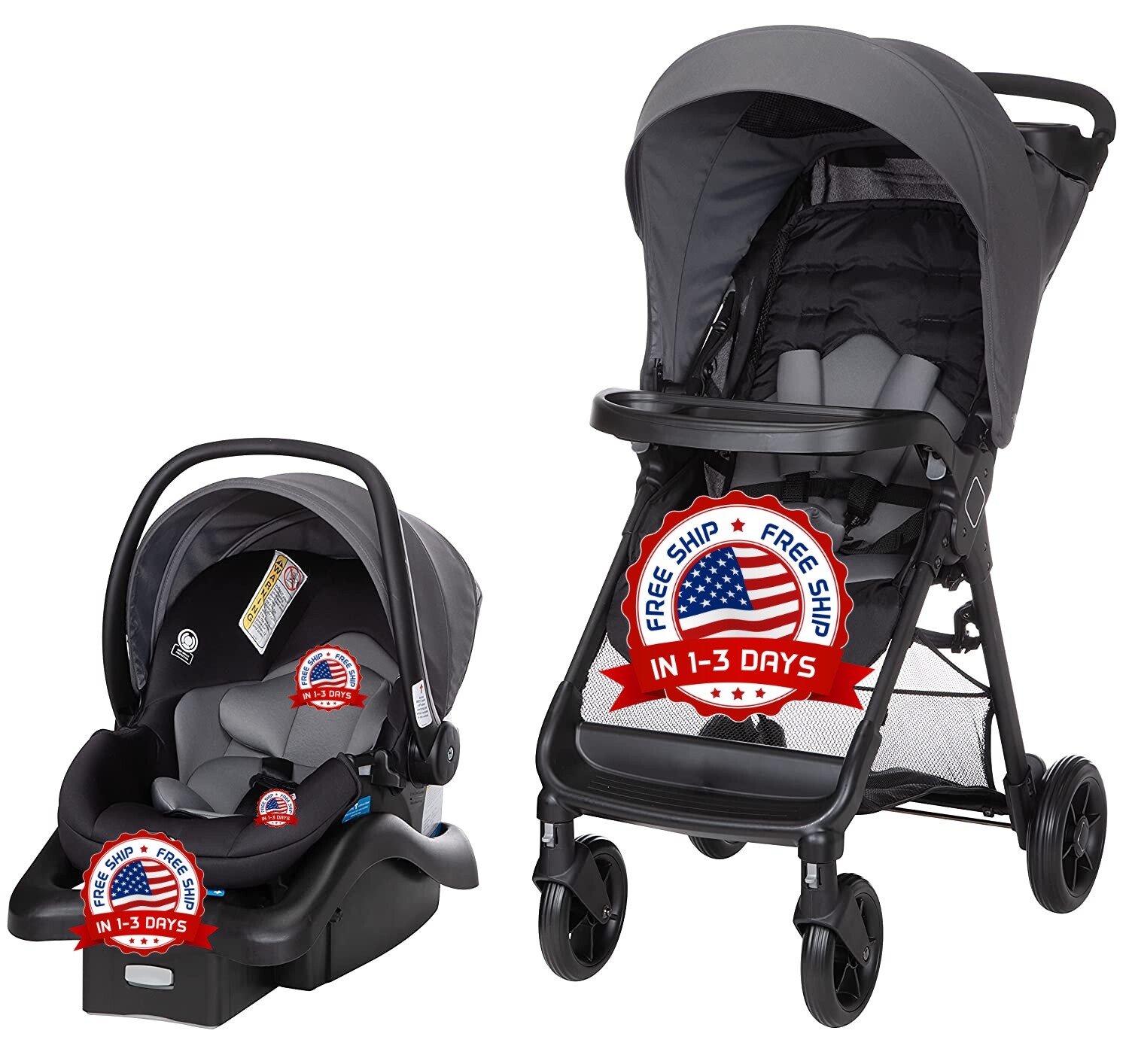 #1 Coche Andador Y Silla De Carro Para Bebe Carriola Grey Baby Car Seat Stroller