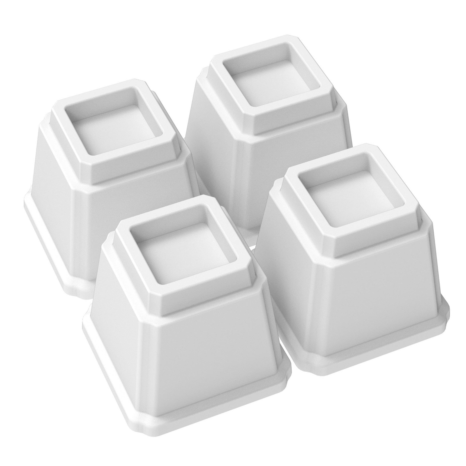 4 PCS 5 Inch Heavy Duty Bed Risers Furniture Elevators 1500 LBS Lifts White