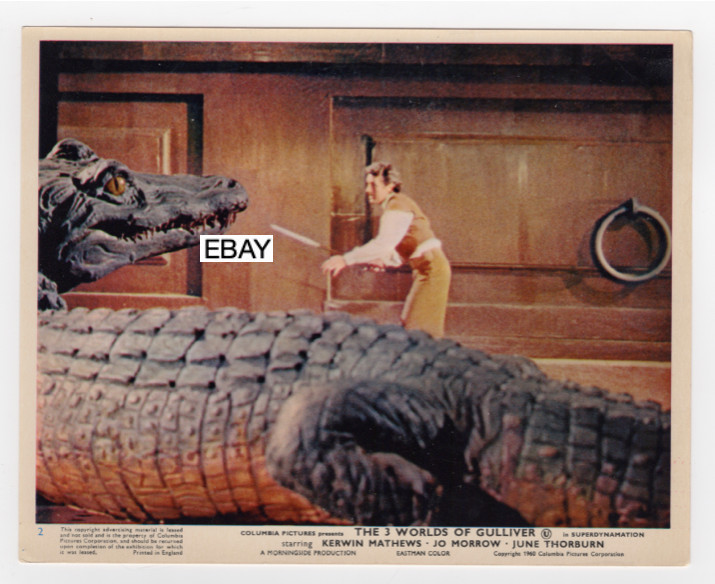 THE 3 WORLDS OF GULLIVER 1960 ORIGINAL MOVIE PHOTO RAY HARRYHAUSEN CROCODILE