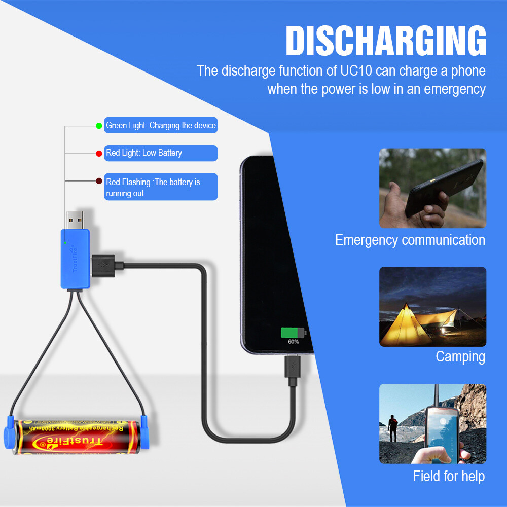 Magnetic USB Charger fr 16500/14500/26650/16340 Lithium Li-Ion Battery Universal