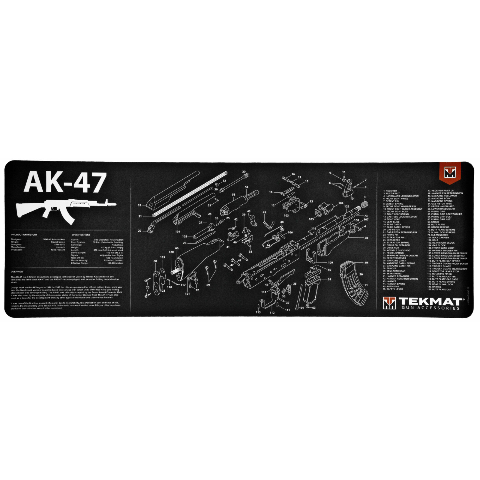 TekMat, AK-47 Rifle Mat, 12"x36"