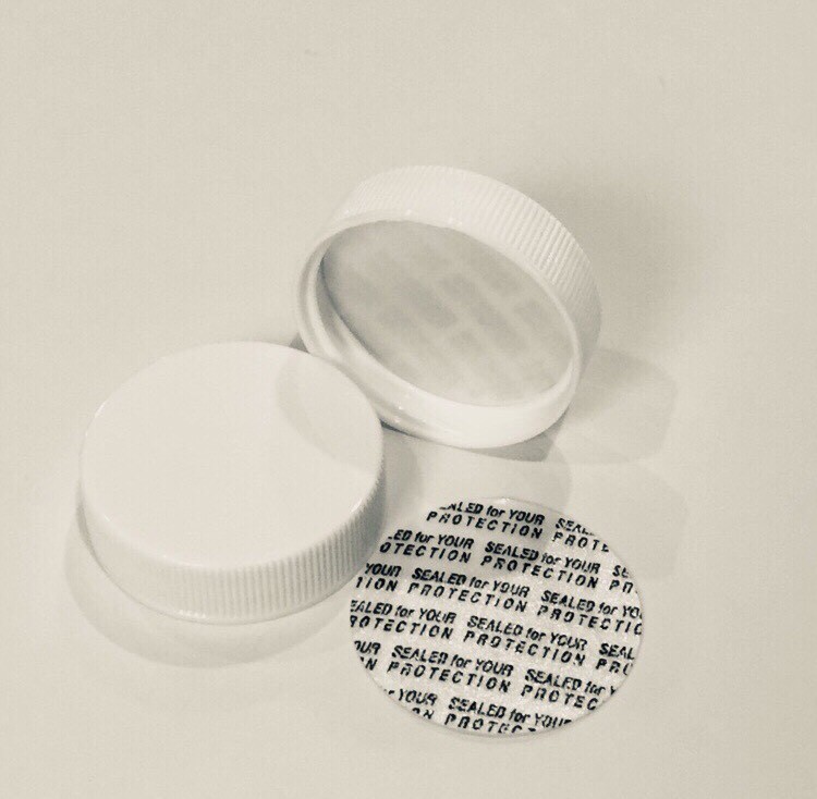 LOT 25-WHITE ribbed 38MM plastic cap tamper proof seal liner bottle closure NEW