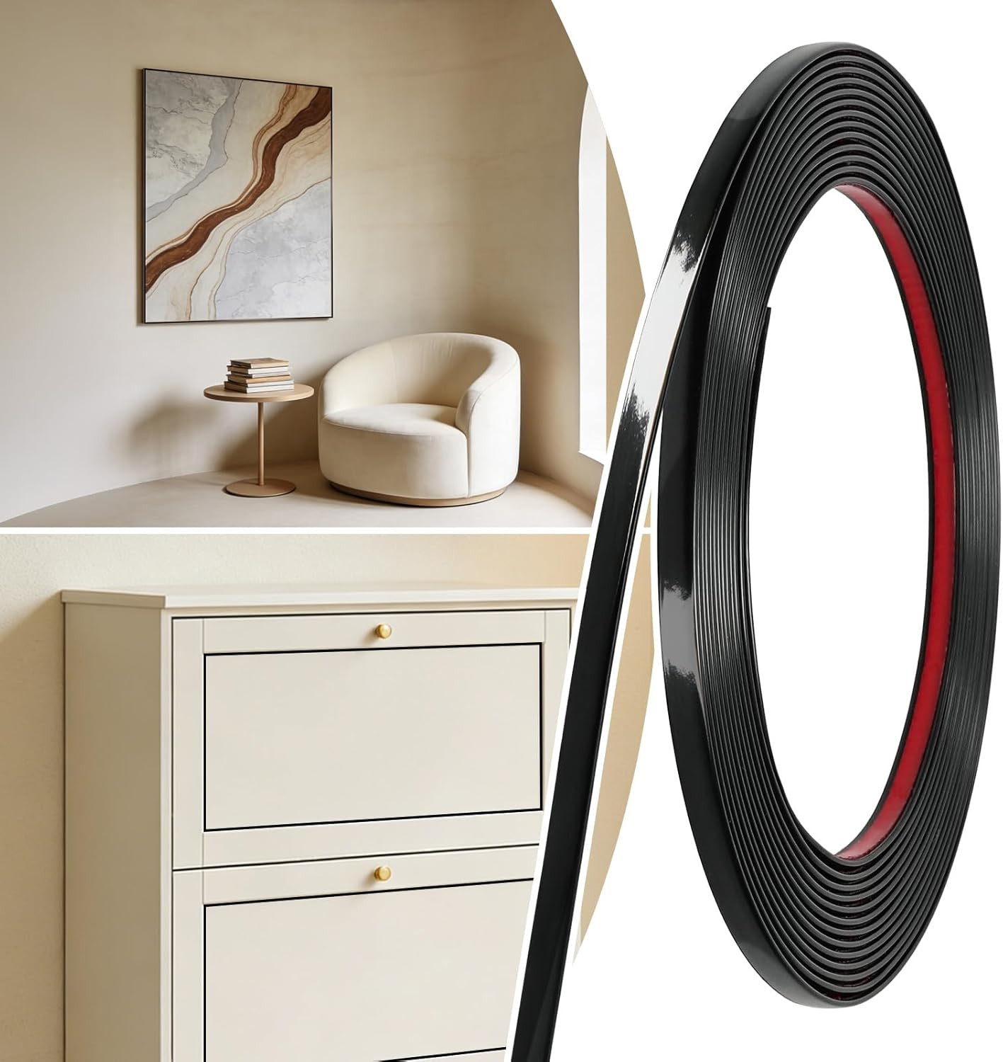 20FT X /4In Peel and Stick Molding Trim, Flexible Self Adhesive Trim for Mirror,