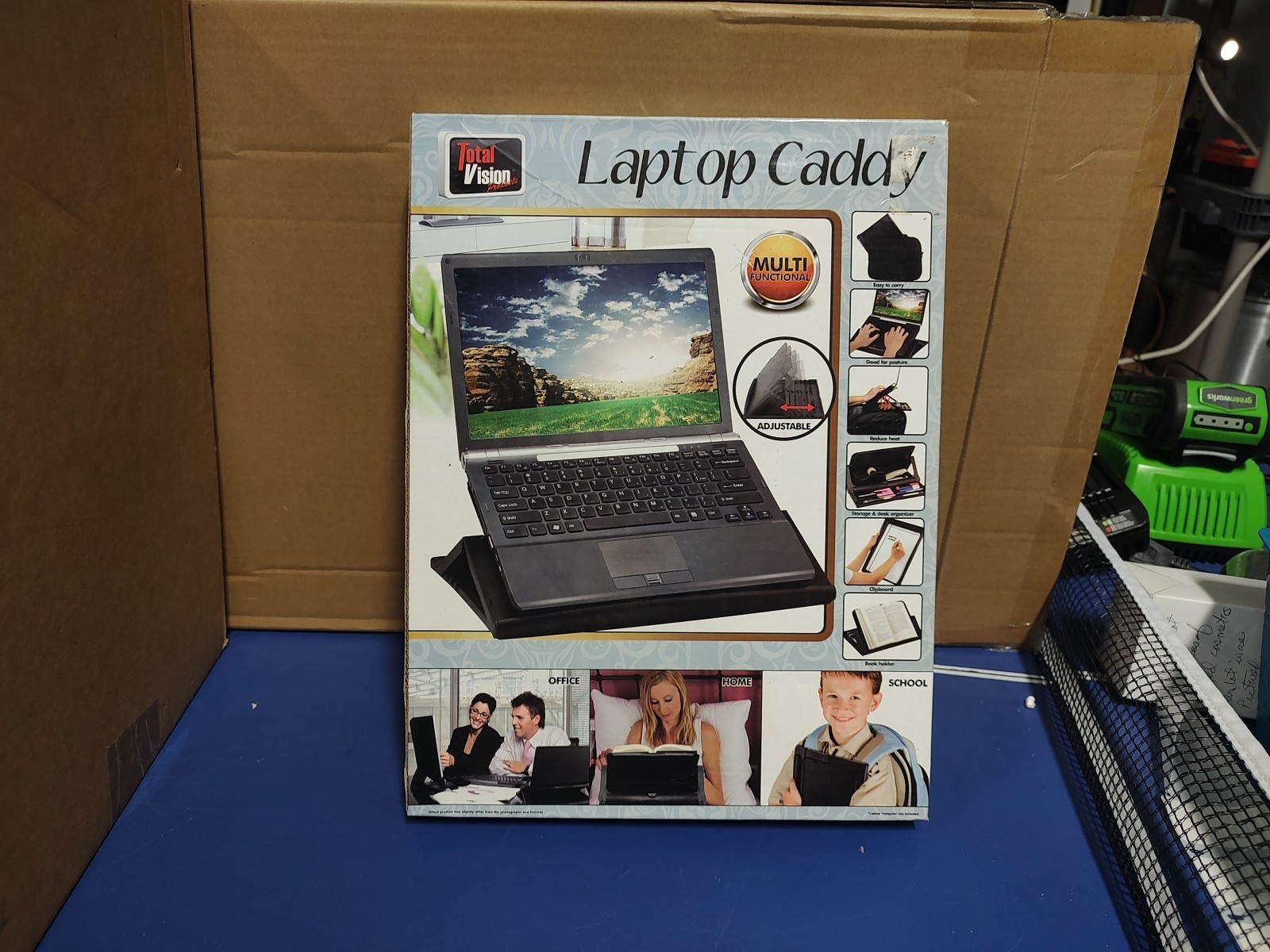 Total Vision Laptop Adjustable HolderCaddy,Stand,  Storage & Desk Organizer