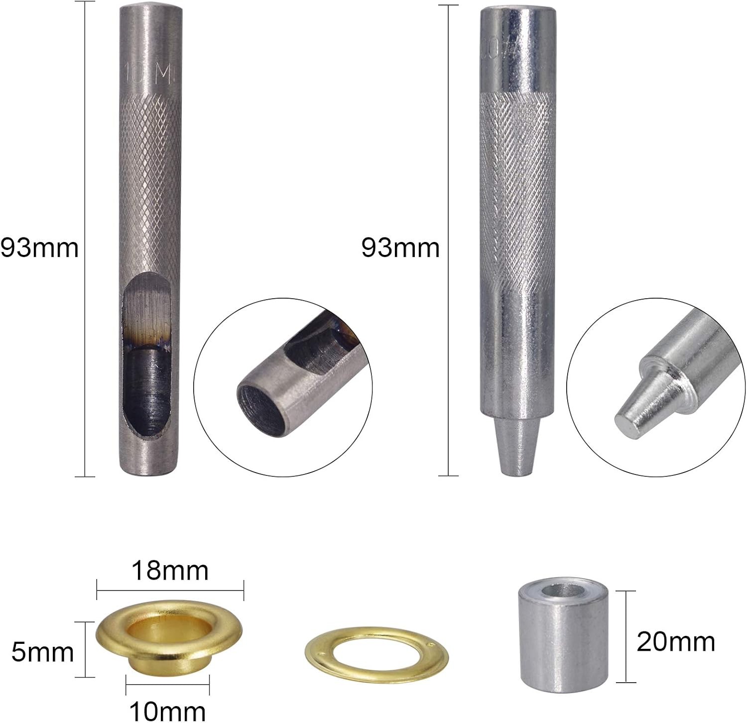 Brass Grommet kit 10mm 3/8"Inside Diameter Canvas Fabric Tarp Eyelet 100 Sets (4