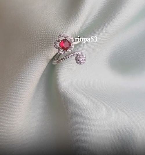 Gift For Women's Adjustable Toe Ring Burmese Syn Ruby & Cubic Zirconia 925 SS
