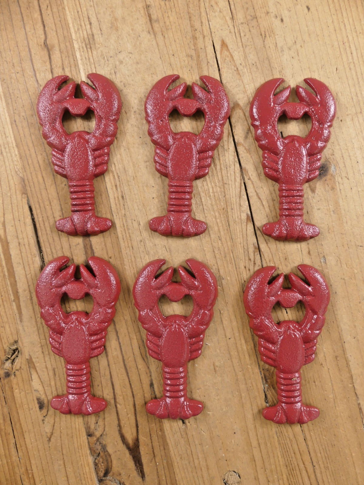 6 Cast Iron Lobster Soda Bottle Openers Crawfish Nautical Beer Pop Hand Held