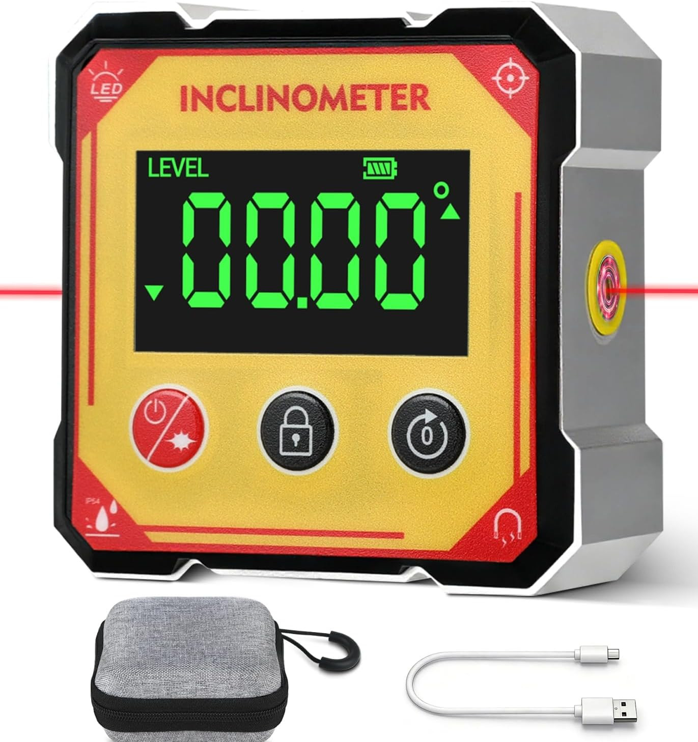 Digital Angle Finder with Laser & Strong Magnets – Cube Inclinometer for Table S