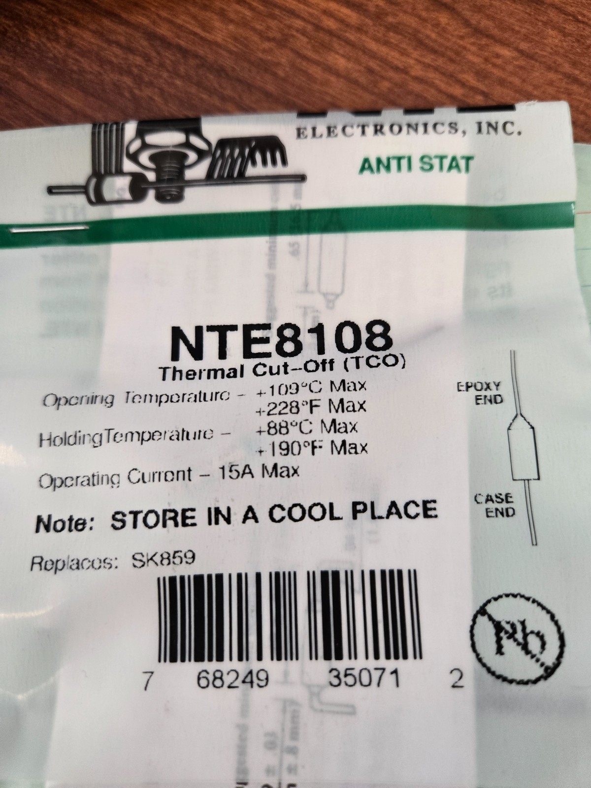 NTE8108 Thermal Cut-Off (TCO)