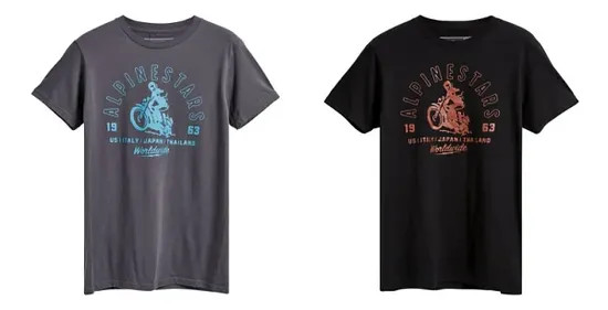 Alpinestars Adult Men Los Sander T-Shirt M L XL 2XL Blue Gray Black Brown