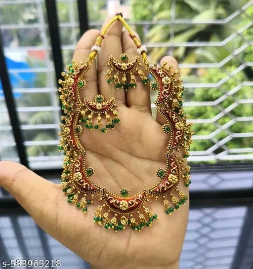 Indian Gold Plated Choker Bridal Wedding Crystals Jewelry Necklace Earrings Set