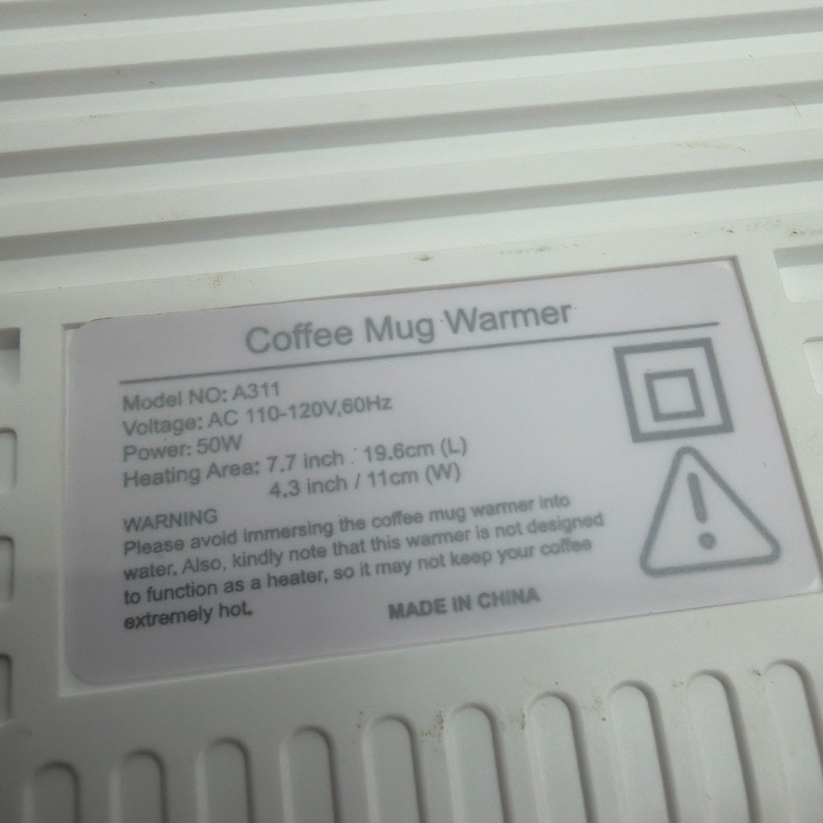 Electric Coffee Mug Warmer Model A311 50W Black/White Hot Plate Tested Working