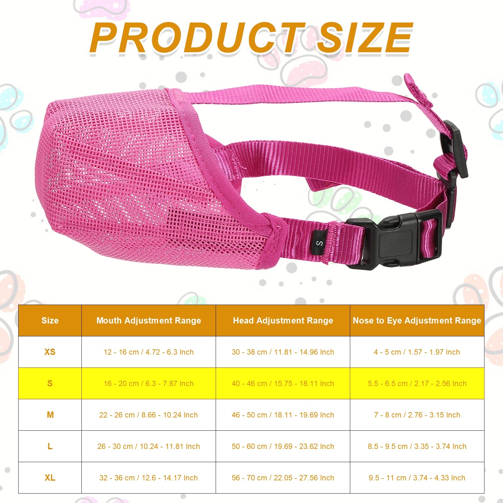 Dog Muzzle Soft Mesh Muzzle Adjustable Covered Mouth Guard (Rose Red S)