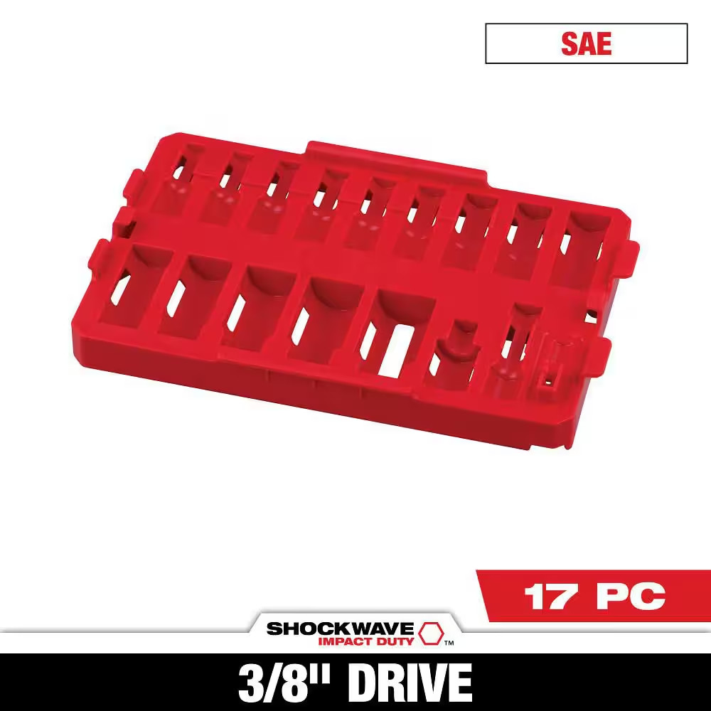 SHOCKWAVE 3/8 In. Drive SAE Socket 17-Piece (Tray-Only)