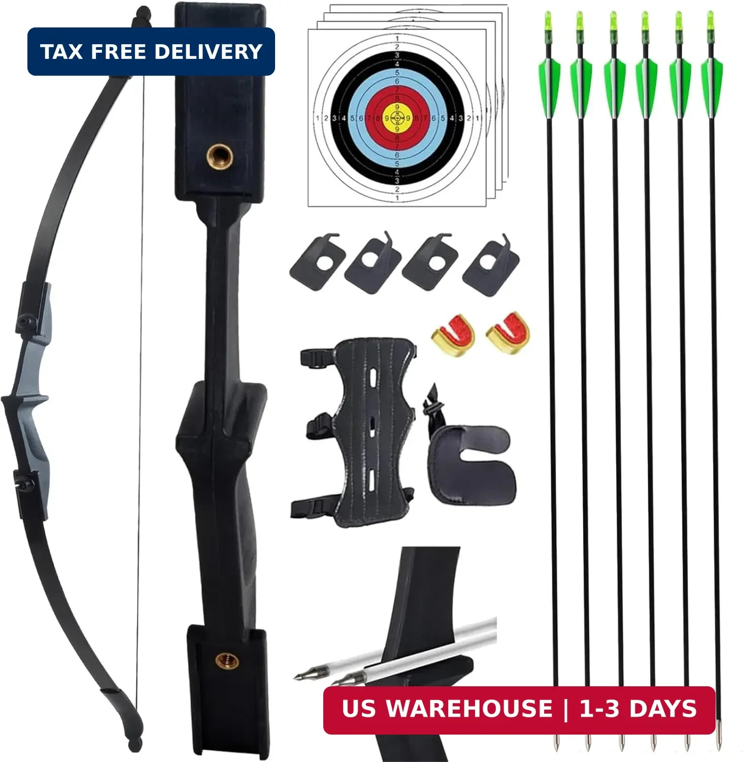 Recurve Bow and Arrow Set for Adults & Youth 20 30 40lb, Takedown Archery Kit fo