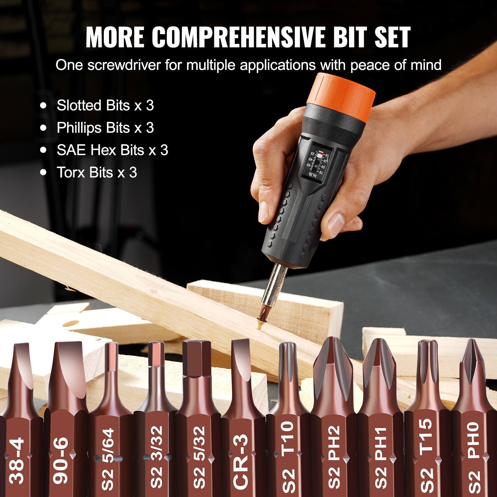 Torque Screwdriver 1/4" Range 10-70 in/lb w/ 1 in-lb Increment View Window