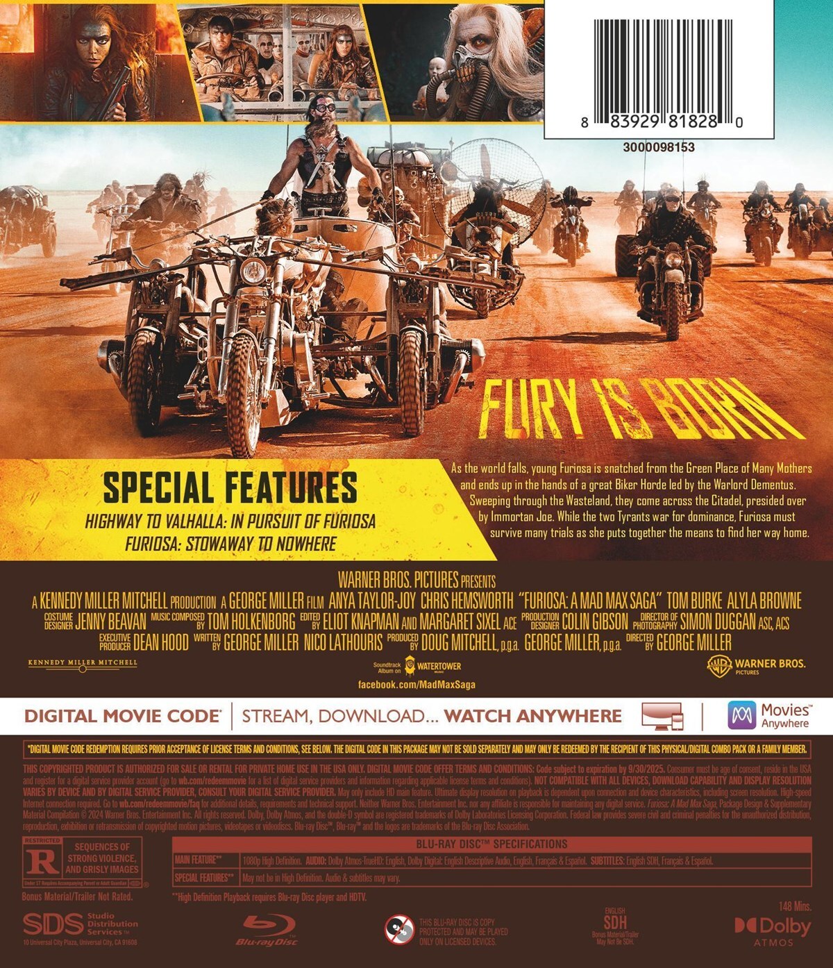 Furiosa A Mad Max Saga Blu-ray NEW