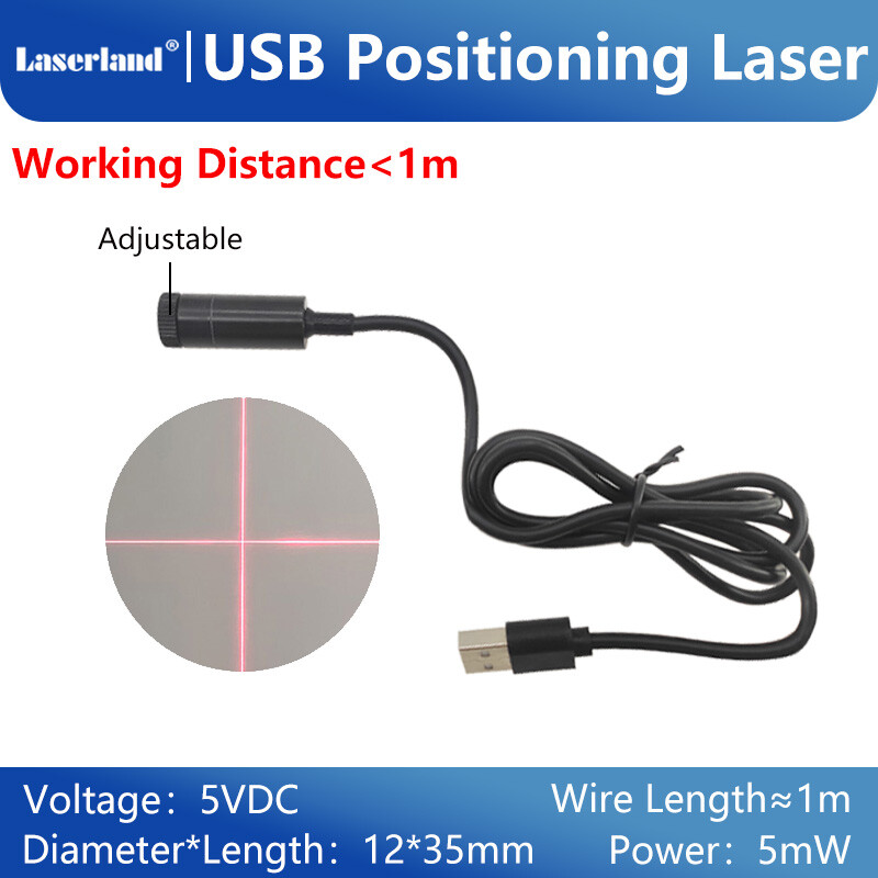 650nm Red Dot Line Cross Sewing Machine Positioning Laser with USB Connection
