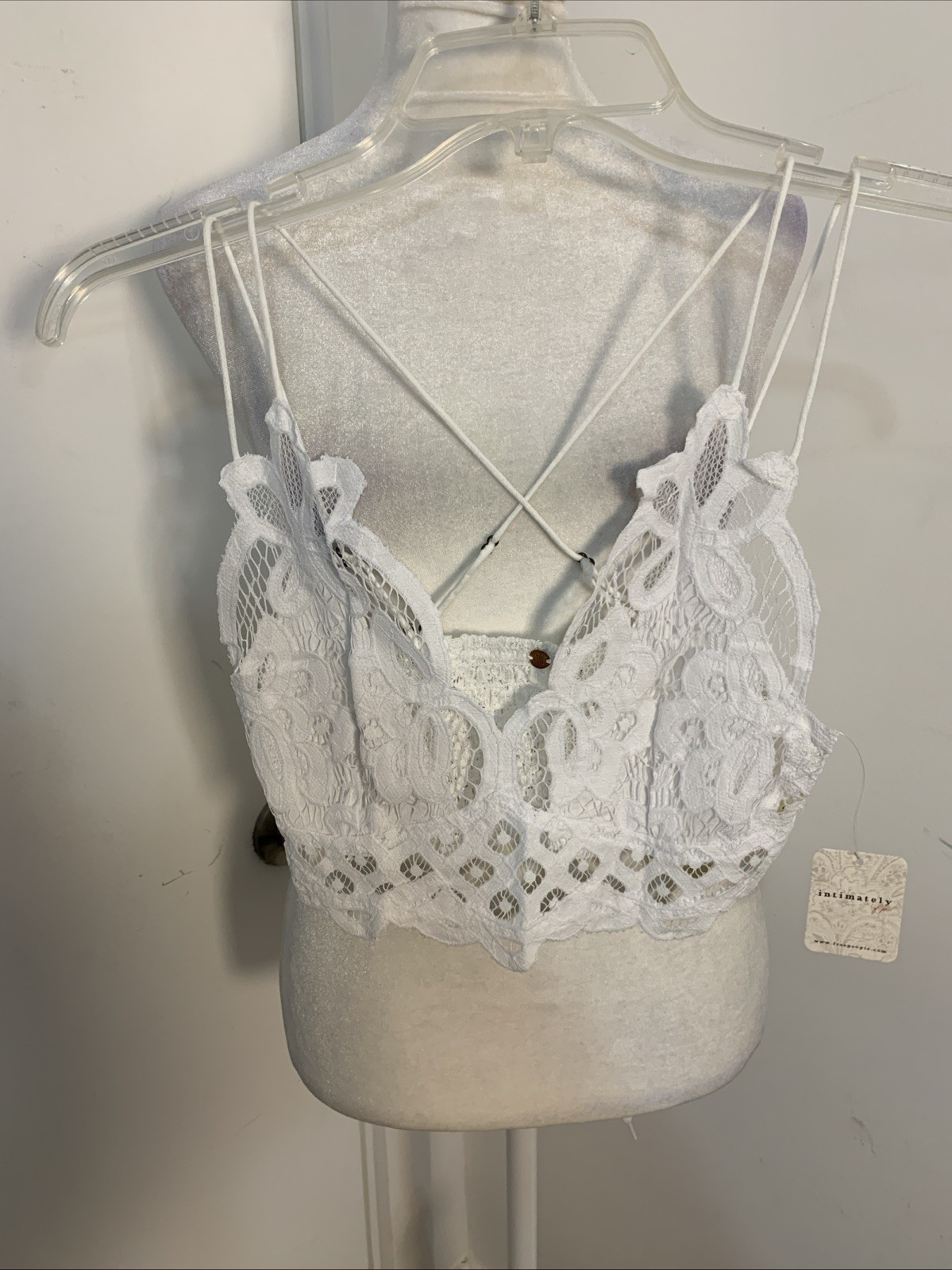 Free People One White Adella Lace Strappy Bralette Medium Brand New With Tags