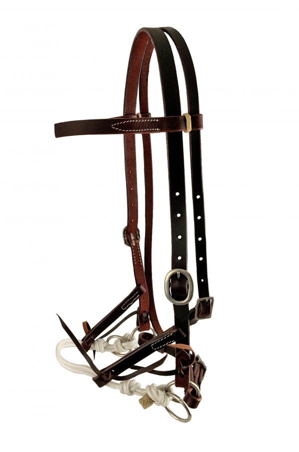 Showman Argentina Cow Leather Side Pull w/ Cotton Rope Nose
