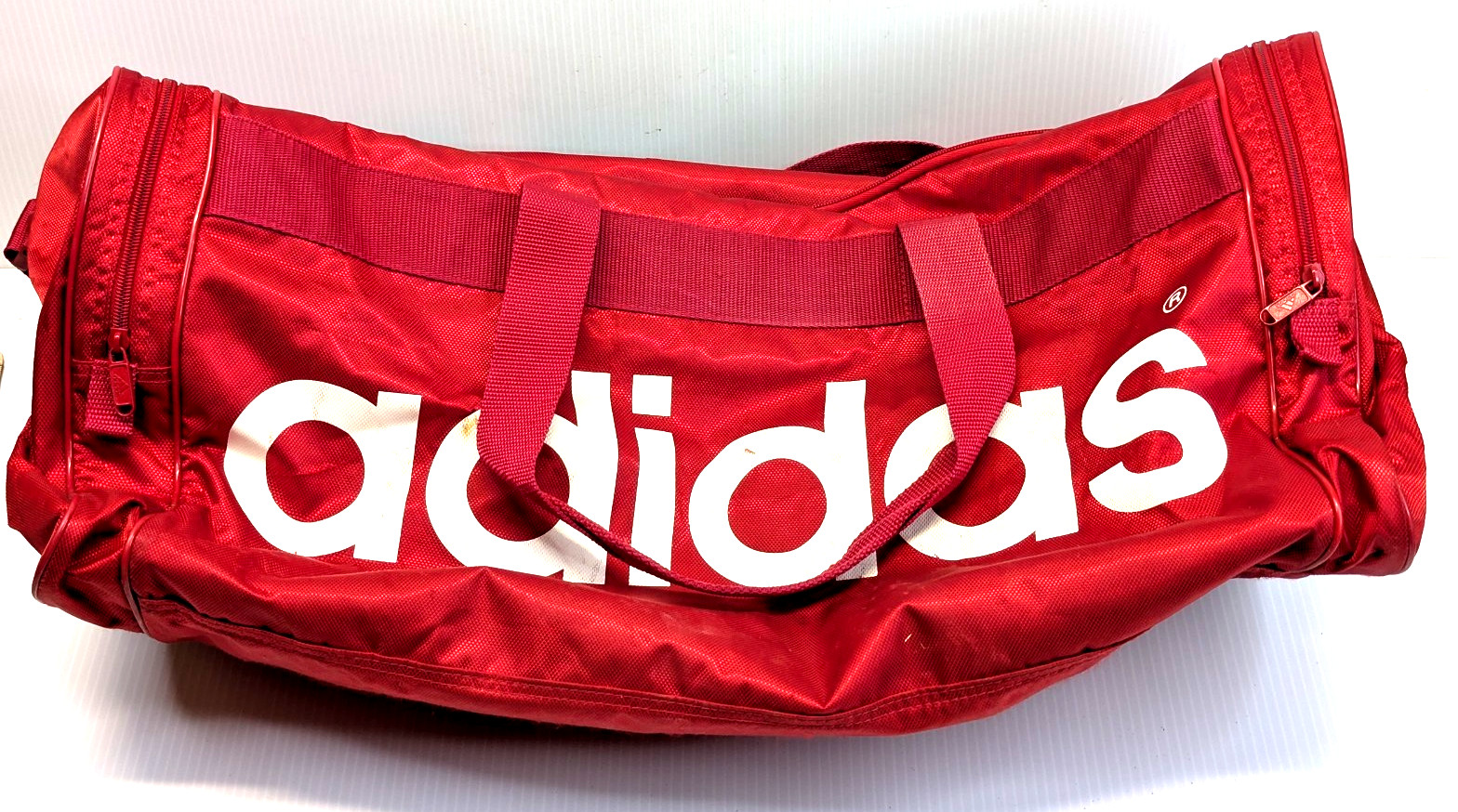Adidas Duffle Team Coaching Bag Gym Travel Retro Red White 11x12x25 Large Bag