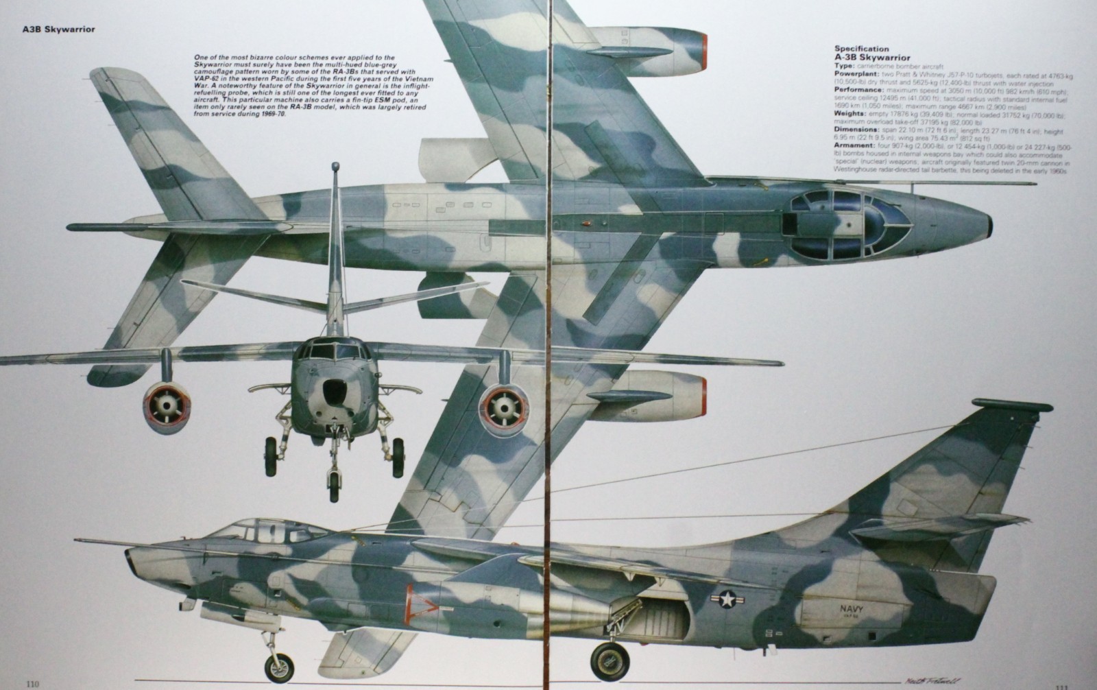 Skywarrior Jet Plane Picture Article Vtg Wall Art Aircraft Info Sheet Display