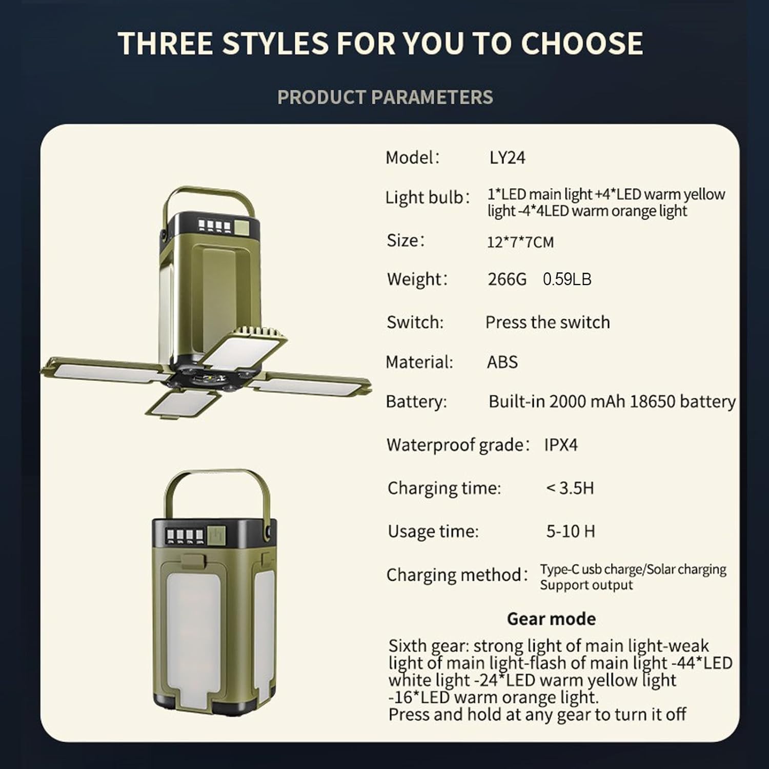 2 Pack Solar Powered Camping Lantern Lamp Rechargeable Waterproof Outdoor Lights