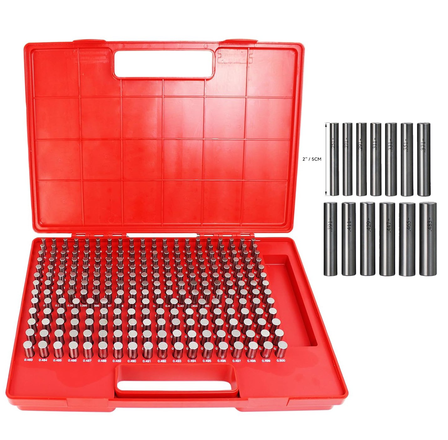 250Pcs Pin Gage M2 0.251 -0.500" Metal Gage Set Minus Class ZZ Storage Case US