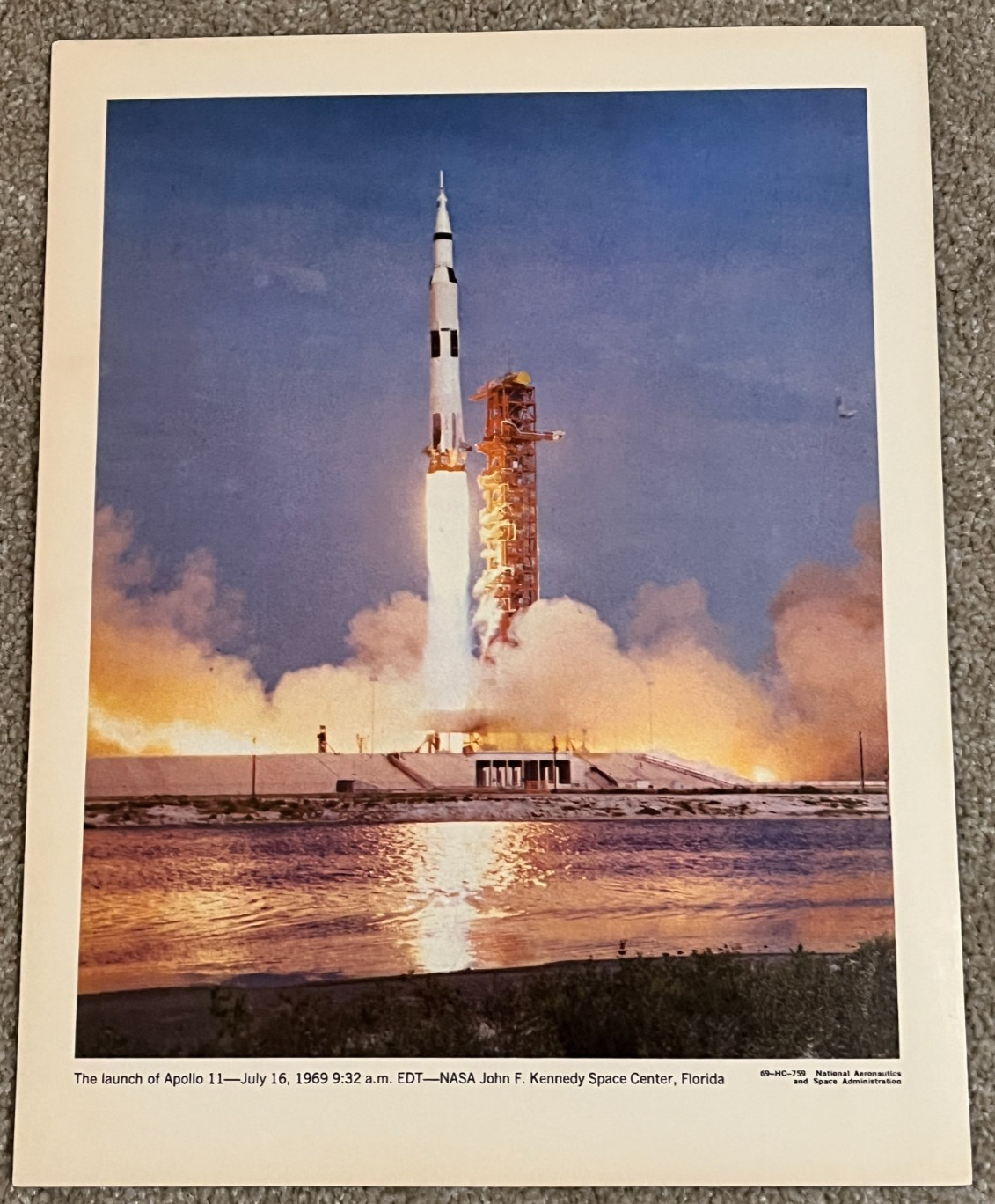 Vtg NASA Photo Apollo 11 Launch of Apollo 11 69-HC-759 14"x 11"