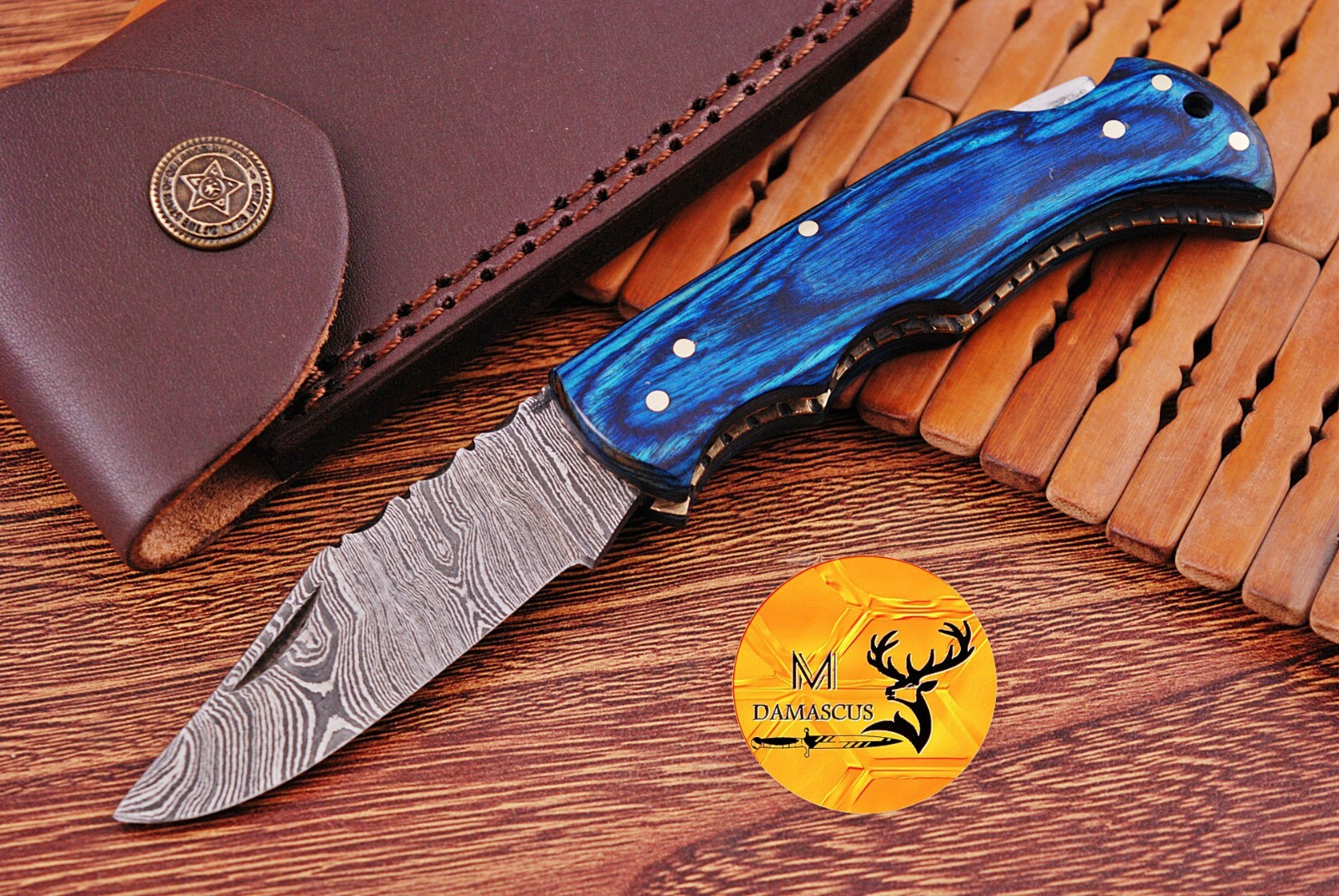 CUSTOM HANDMADE DAMASCUS STEEL FOLDING BLADE POCKET KNIFE  1105