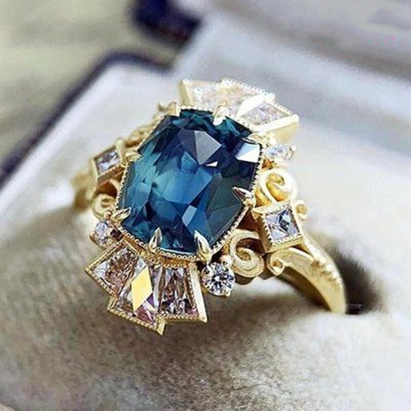 18k Yellow Gold Plated Women Rings Gorgeous Cubic Zirconia Jewelry Size 6-10