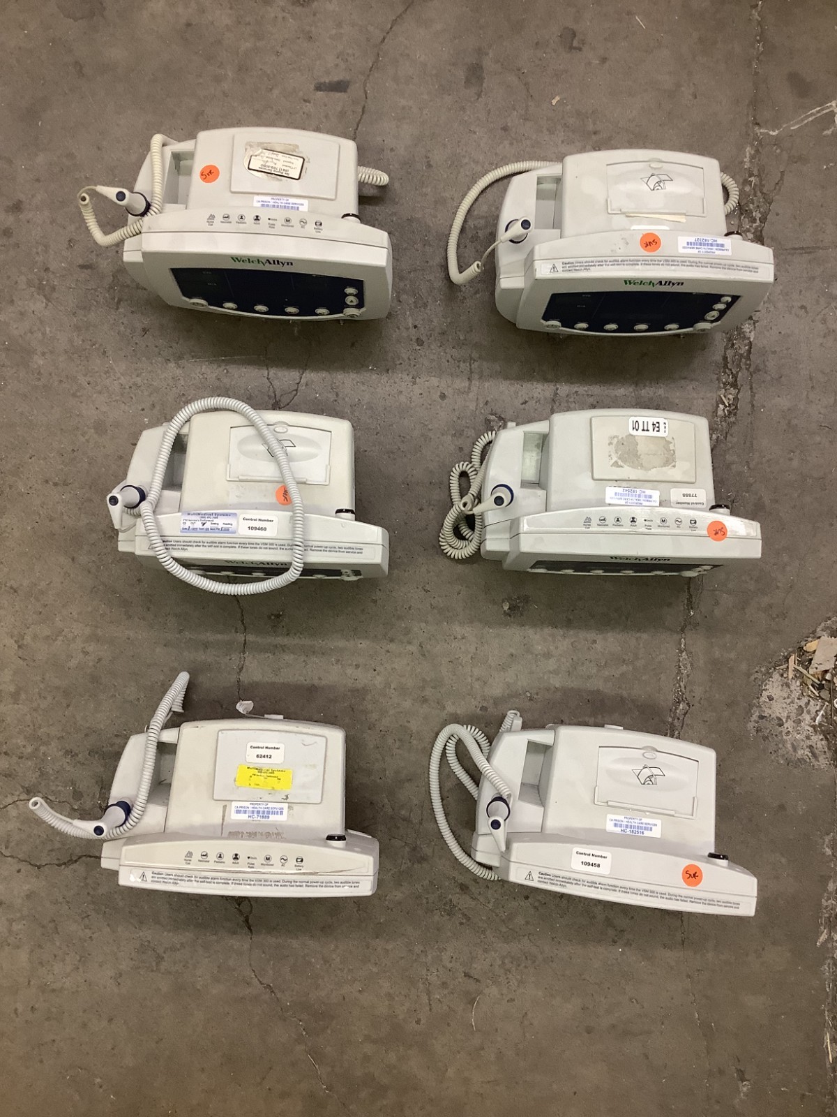 Lot of 6 Welch Allyn Monitor 530TP P/N 007-0428-00 Power Source Not Included