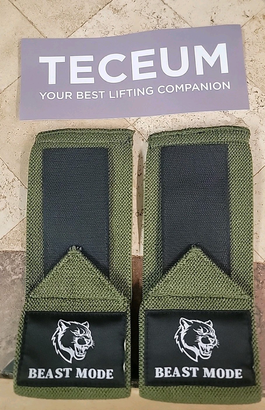 TECEUM Weightlifting 12" Wrist Wraps with Thumb Loop Beast Mode Heavy Duty Brace