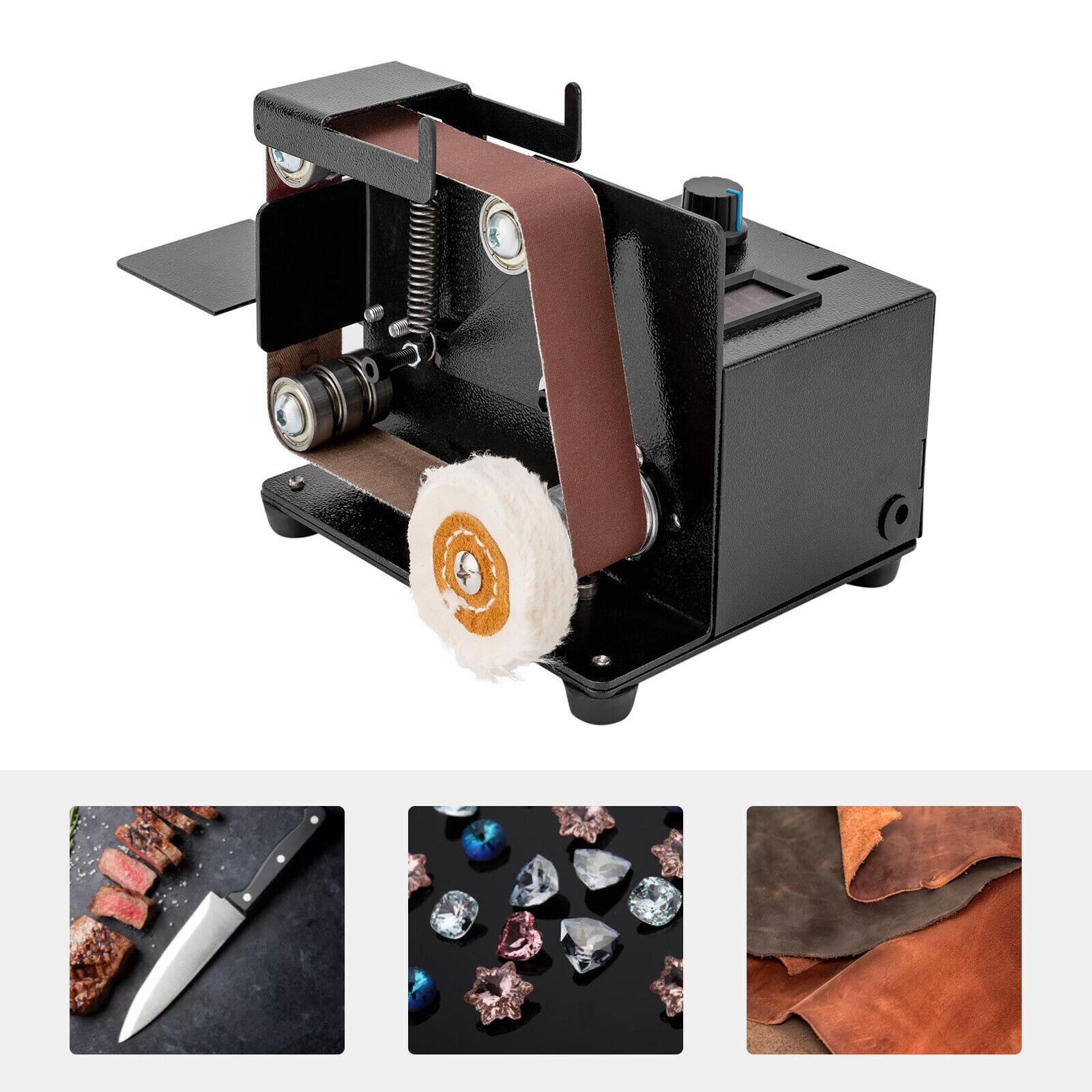 Electric Polishing Grinding Machine for Wood Metal Knife with 10X Abrasive Belt