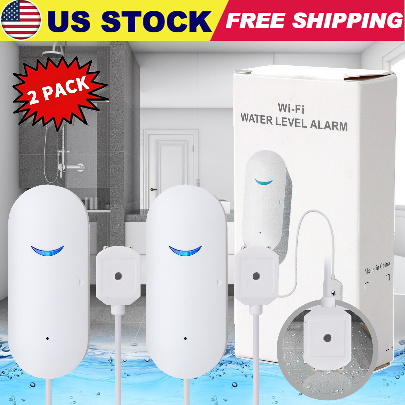Tuya Smart WIFI Water Leak Sensor Alarm Flood Leakage Detector Overflow Alert