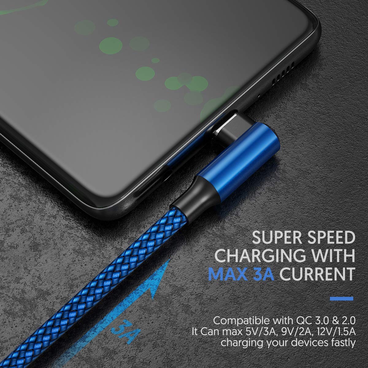 USB C Cable 90 Degree Right Angle[2Pack 10FT], USB A to Type C Nylon Braided...