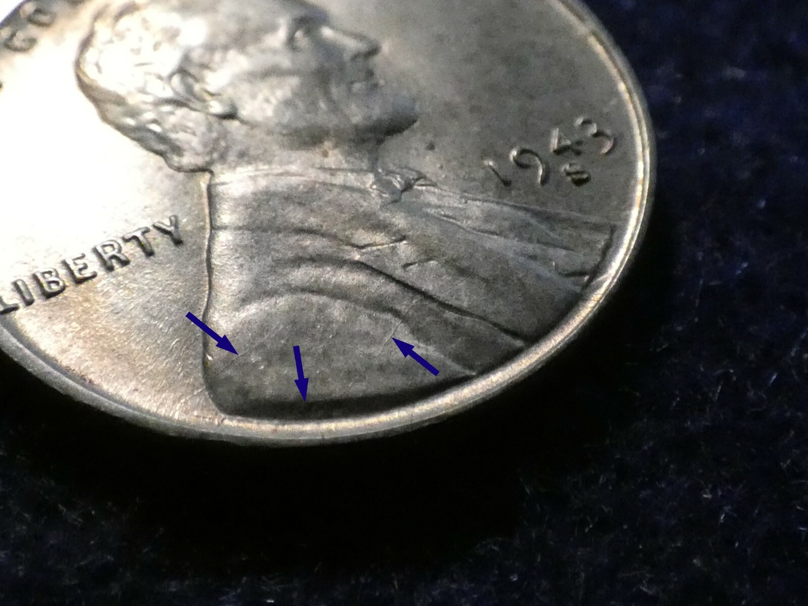 1943-S Lincoln Wheat Cent with Obverse & Reverse Die Crack Errors #848