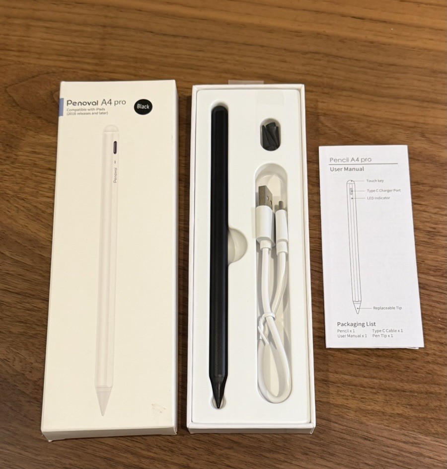 Penoval A4 Pro Black Stylus for iPads (2018 releases and later)