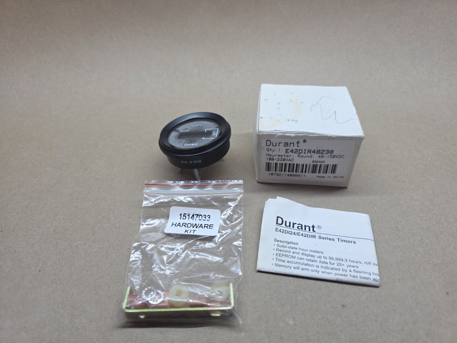 Durant E42DIR48230 Hour Meter 48-150VDC / 100-230VAC
