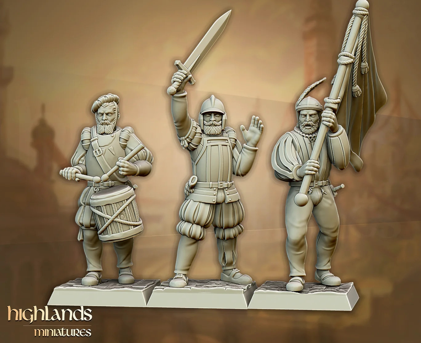 Sunland Imperial Command Group (Set of 3) - 28-32mm - Resin Tabletop Miniatu
