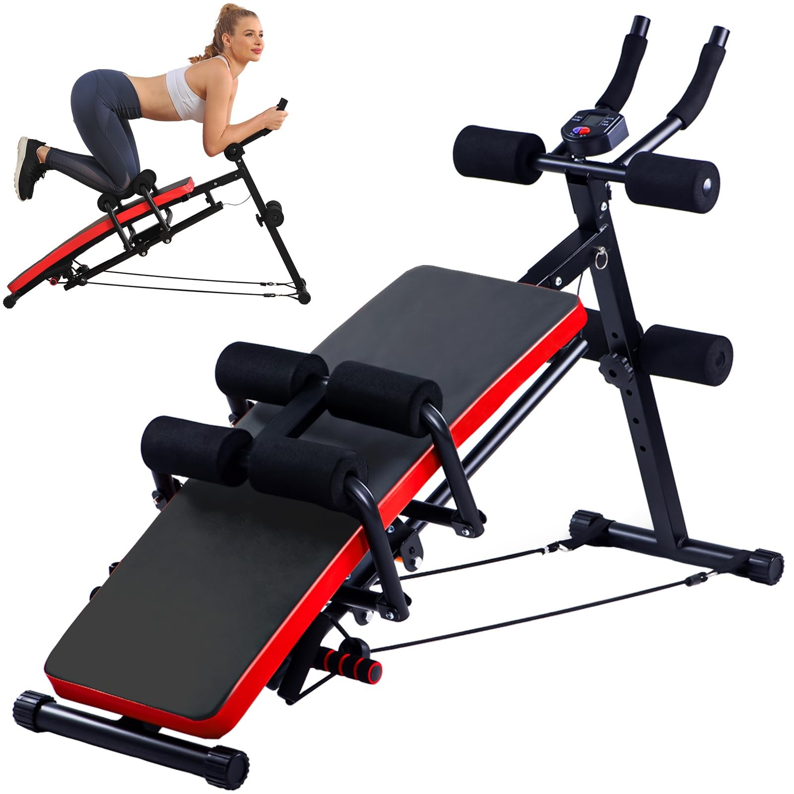 Ab Machine,Ab Workout Equipment For Home,Sit Up Push Up Workout Bench,Fitness...