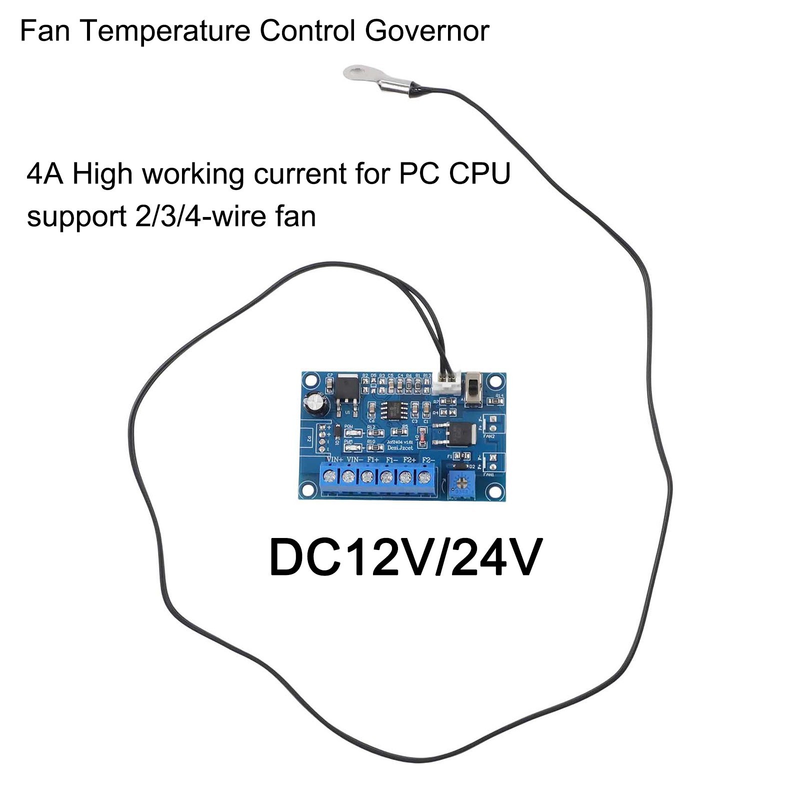DC12V 24V Automatic for PWM PC for cpu Fan Temperature Control Controller 4A
