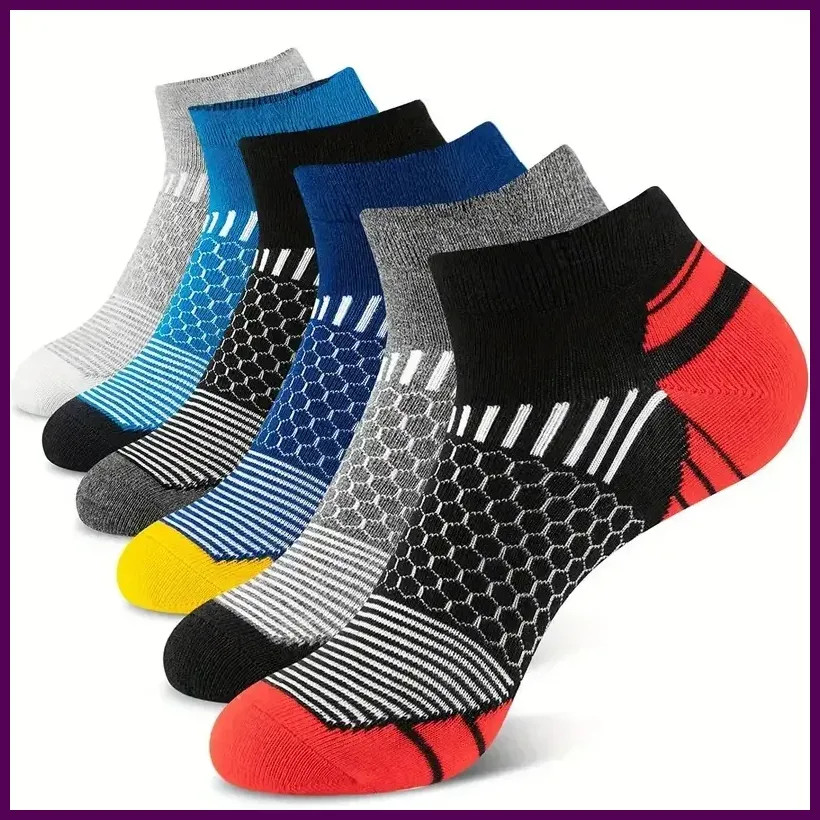 6 pares de calcetines deportivos cortos para hombre: absorben la humedad, transp