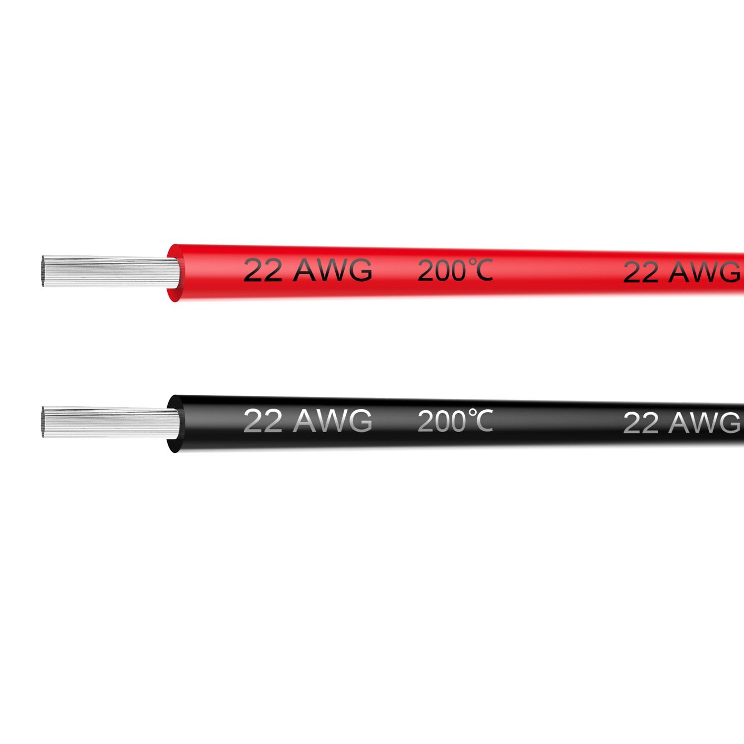 Electrical Wire 22 AWG 22 Gauge Silicone Hook 2 Colors each 10FT, Black