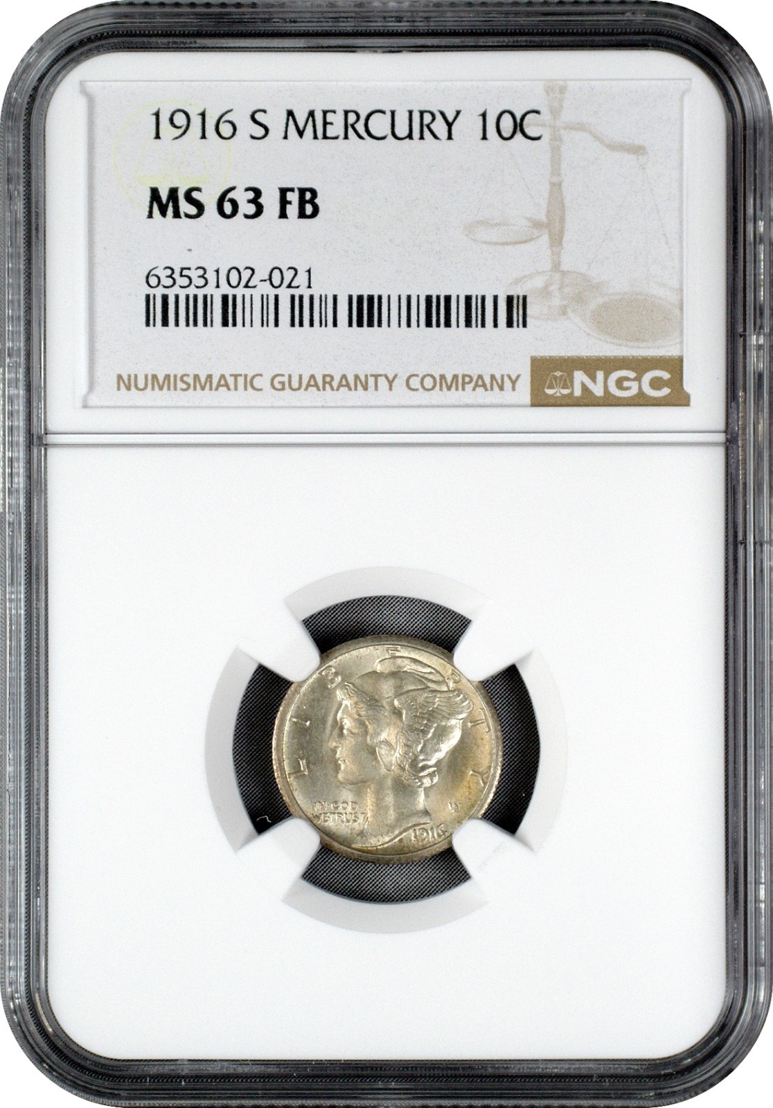 1916 S Mercury Dime 10C NGC MS63 FB Choice UNC Full Bands