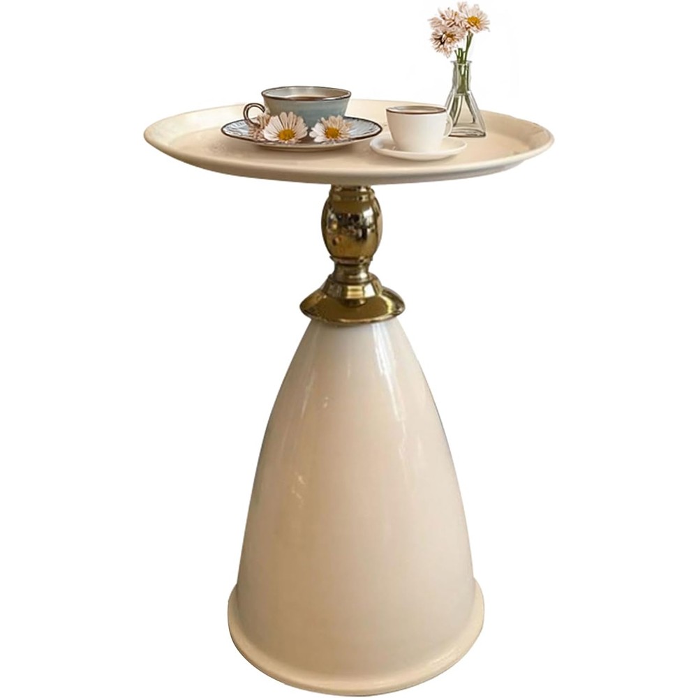Small Round Pedestal Table Metal Side End Table Vintage Matte Coffee Drink Table