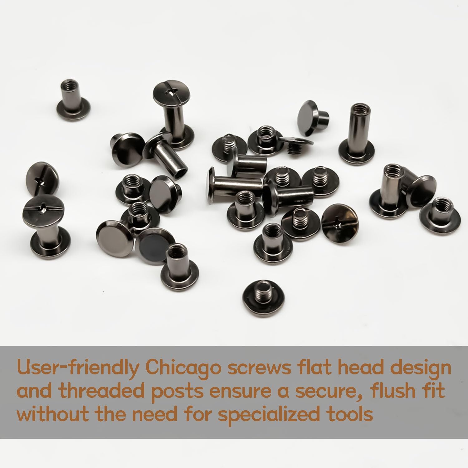 115Sets Chicago Screws Leather Rivets Assorted Kit M5*4 5 6 8 10 12 15 Gun Bl...