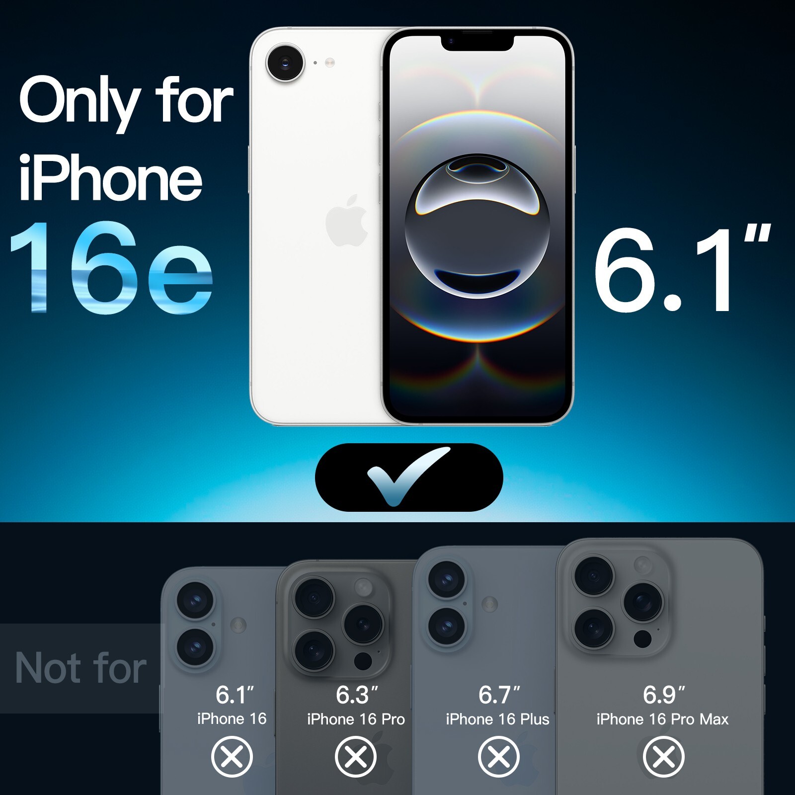 JETech Full Coverage Screen Protector for iPhone 16e 6.1-Inch 2025, 3-Pack