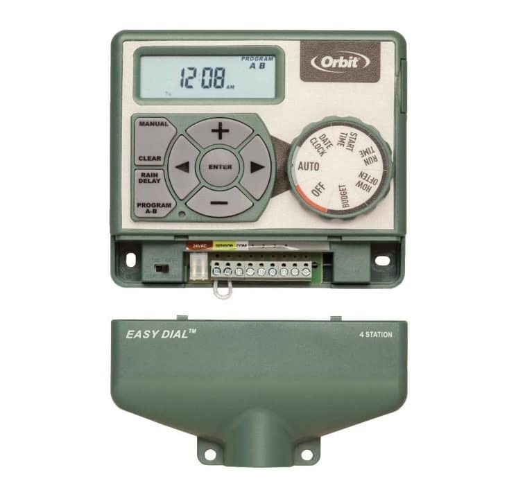 Indoor Sprinkler Controller 4 Zone 24VAC Dual Program Easy Dial Irrigation Timer